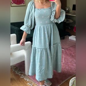 Puff Sleeve Midi Dress